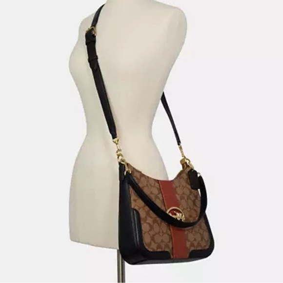Coach C7229 Georgie Hobo In Colorblock Sig. Canvas Gold/Khaki/Terracotta Multi